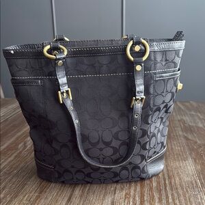 Coach Black Tote Bag with Gold Accents